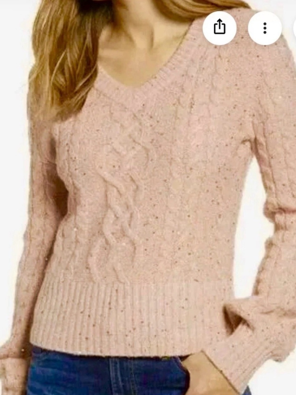 NWOT Rachel Parcell Seqyun Pink Cable Knit V-Neck Sweater Sz XL
